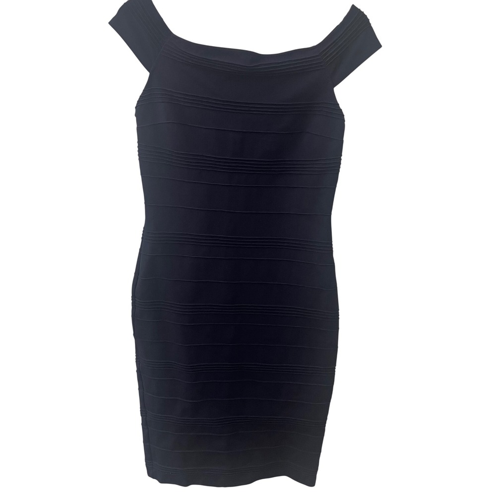 Ted Baker London Bardot‎ Navy Blue Off Shoulder Pintuck Bodycon Dress  Size3